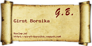 Girst Borsika névjegykártya